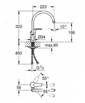 Смеситель для мойки GROHE Eurosmart 32542001. Фото