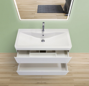 Тумба под раковину подвесная BELBAGNO ALBANO-800-2C-SO-BL Bianco Lucido. Фото